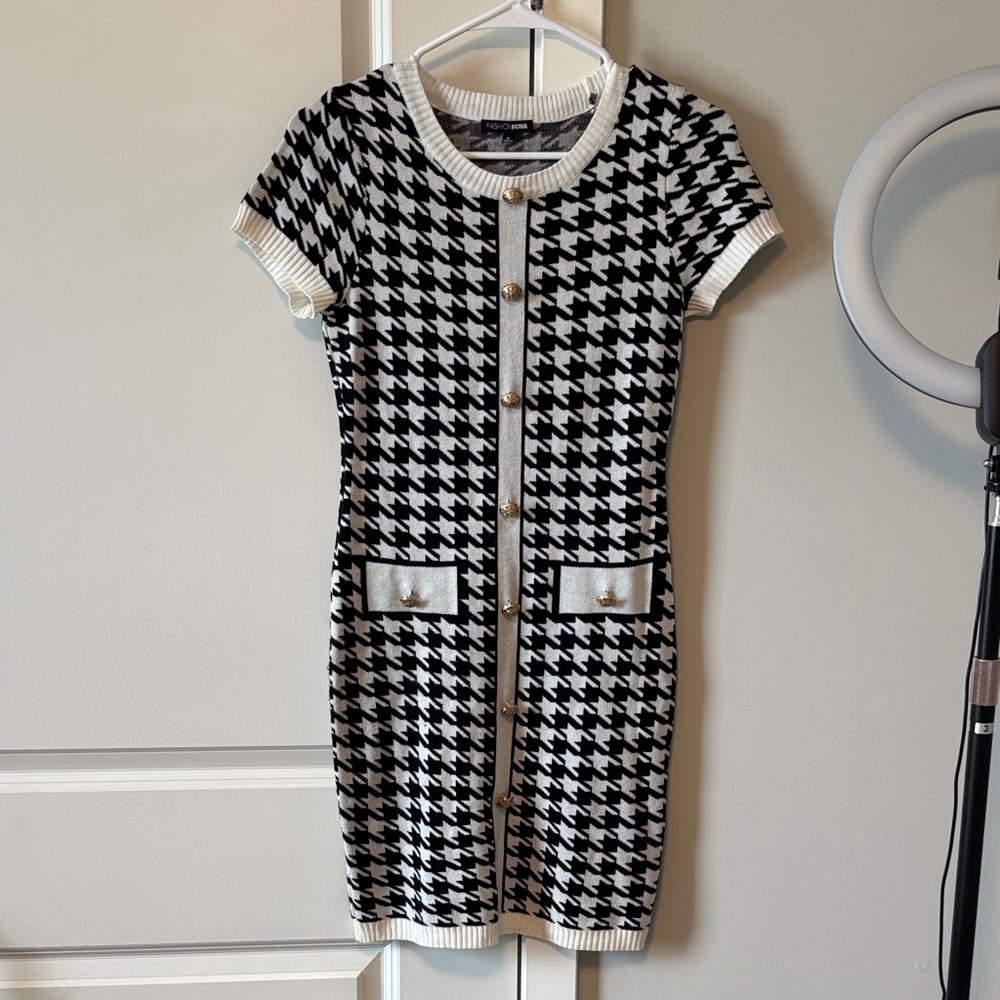 Black and White Houndstooth Dress